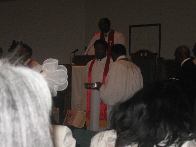 Communion being served